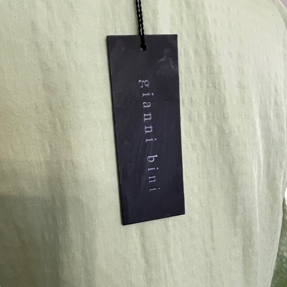 Gianni Bini Spring Sage Green Wrap V Neck Dress Long Sleeve Cotton EUC Large - Picture 8 of 9